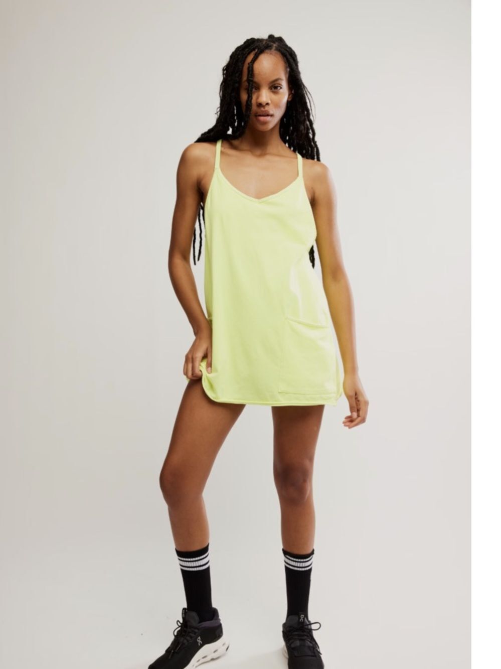 Free People sour citrius Hot Shot Mini Dress with built in shorts